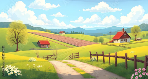 rural landscape with a farm