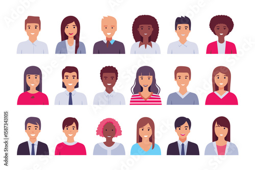 Diverse Faces of Community: A vibrant assortment of illustrated portraits of various individual, representing a spectrum of backgrounds, emotions, and appearances.