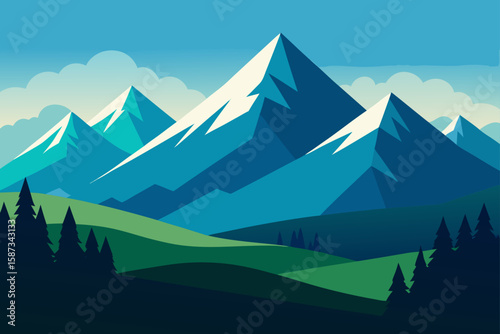 mountain landscape with mountains and clouds