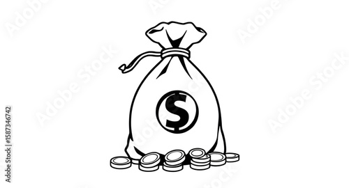  Earnings icon, Income symbol, Cash flow icon, Banking concept, Capital icon, Budget icon, Money hoard, Cash stack bag, Deposit sack, Rich bag, Payroll icon, Retirement savings, Financial icon, Coin b