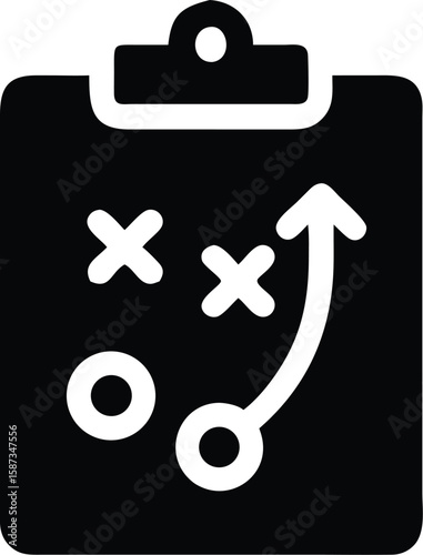 Coaching clipboard with game plan strategy icon