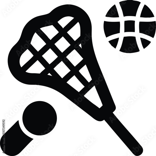 Lacrosse equipment icon black and white