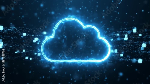 Futuristic Cloud Computing, Digital Data Storage, Technology Network Concept

