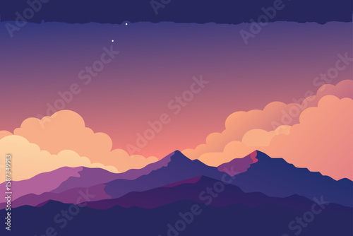 sunset over mountains