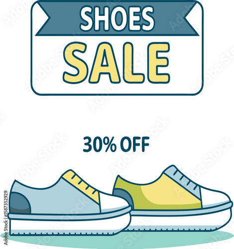 vector illustration of shoes sale 30% off
