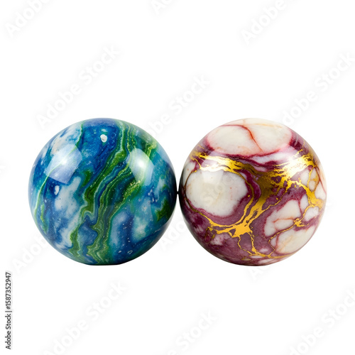 Pair of Decorative Spheres on Black