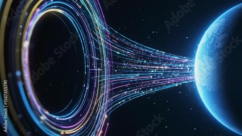 Futuristic Data Transmission, Fiber Optic Internet, Fast Digital Communication

