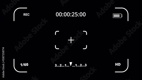 Minimal Video Camera Frame Animation with Recording Dot, Simple 4K Recording Frame Overlay Animation for YouTube, Streaming, and Editing Projects, Camcorder Screen Recording Overlay Animation