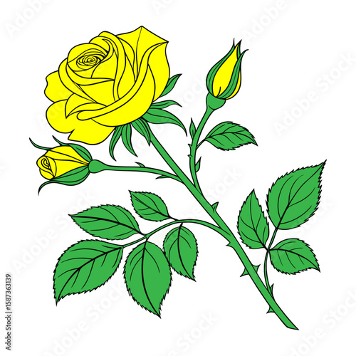 Realistic Rose Flower in Bloom – High-Quality Vector Art for Print and Digital Use