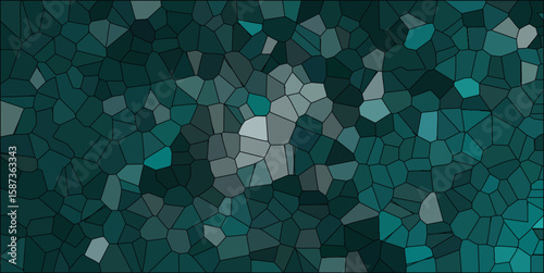 Abstract stained glass mosaic texture featuring varying shades of teal and gray displaying a beautiful organic pattern suitable for backgrounds