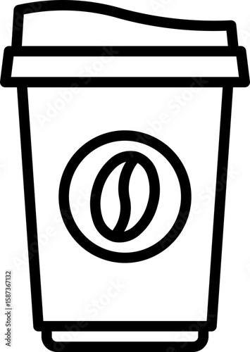 Black coffee cup icon - outline