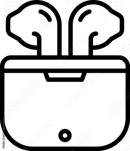 Black earbuds icon - outline