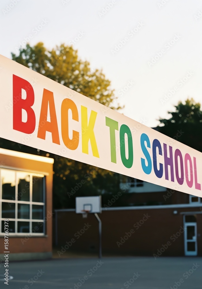 Obraz premium Back to school banner outdoor scene