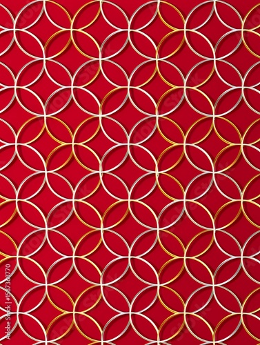 Gifting with Mizuhiki: Red Background Frame with a Symbolic Gold & Silver Seamless Design