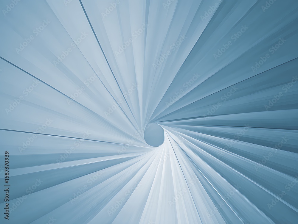 Obraz premium Soft blue geometric shapes elegantly swirl into a central vortex in this abstract artwork