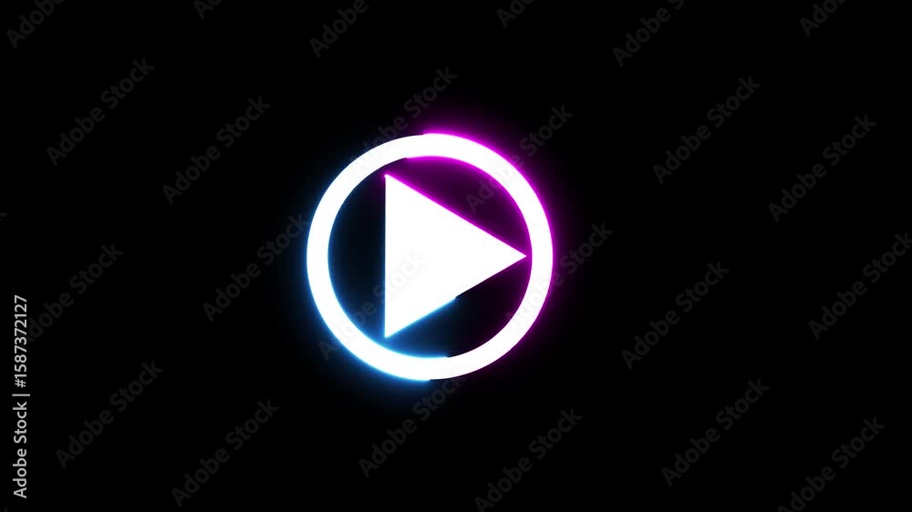 Neon Play button icon. play icon, video play icon for website and mobile design animation.