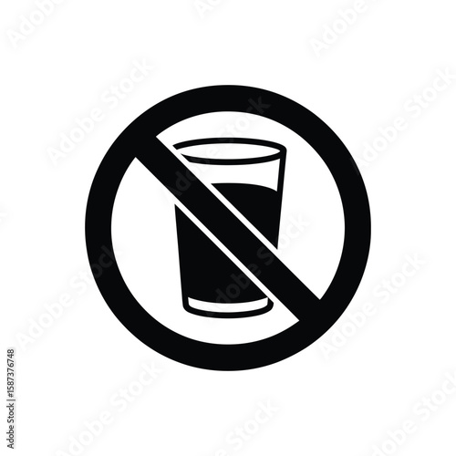 Black and White Symbol Forbidden Water Glass Illustration Design Element