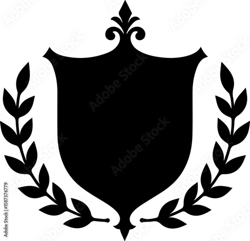  Classic Shield and Laurel Wreath Emblem art vector graphics