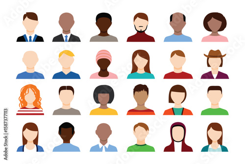 Diverse Icons: A vibrant collection of diverse individuals, each uniquely represented with minimalist icons. Symbolizing diversity, inclusion, and community spirit.