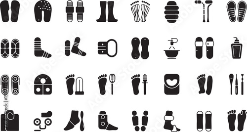 Footwear and Foot Care Icons Set