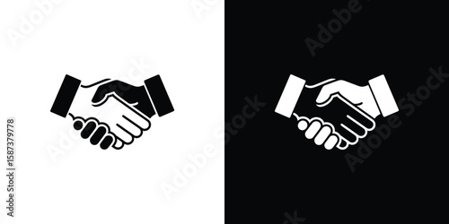 Iconic Handshake Symbol in Black and White Agreement, Partnership, and Business Deal Design
