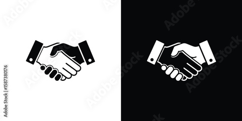 Inverted Black and White Handshake Icon Partnership, Agreement, and Collaboration Symbolism Displayed Perfectly