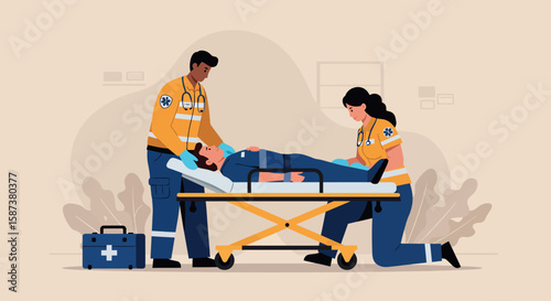 Paramedics Transporting Patient on Stretcher