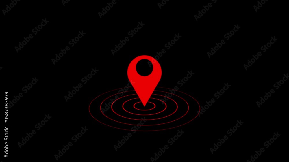 Red color location symbol. Pin symbol Indicates the location of the GPS map. Location icon or map pin simple location icon animation on black background