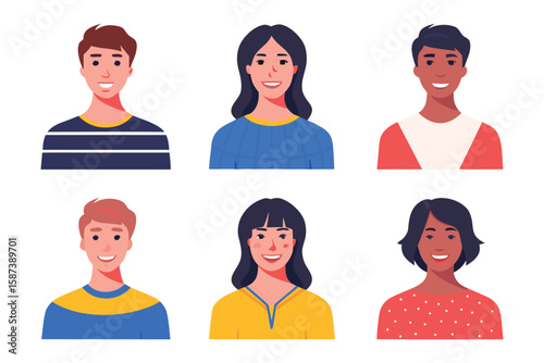 Diverse Faces: A Collection of Smiling Individuals Representing Variety in Expressions. Showcasing happiness and positivity through portraits.