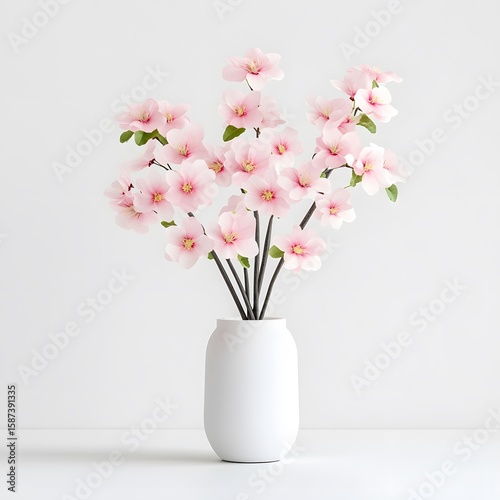 Wallpaper Mural Elegant Pink Blossom Arrangement in Minimalist White Vase Design Torontodigital.ca