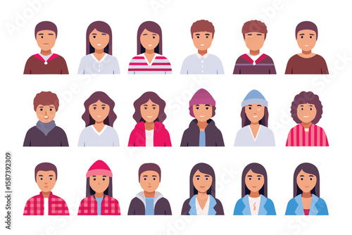 Diversity in Illustration: A vibrant collection of diverse avatar illustrations representing individuals with various appearances, capturing the essence of human variety.
