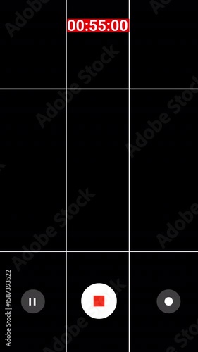 Video capture interface HUD with smartphone camcorder layout. Smartphone camcorder interface animation with transparent background