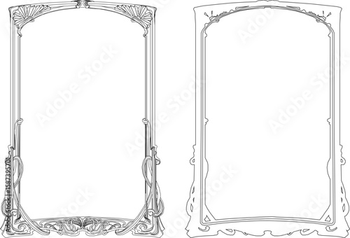 Vector sketch illustration silhouette design detail glass mirror frame classic gothic vintage ethnic floral traditional modern
