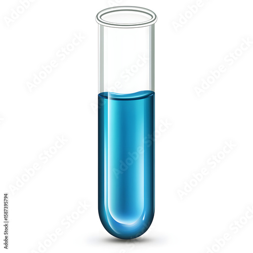 Laboratory test tube containing blue liquid substance