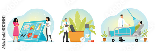 Alternative medicine concept. Holistic Medicine, Homeopathy, Light Therapy.