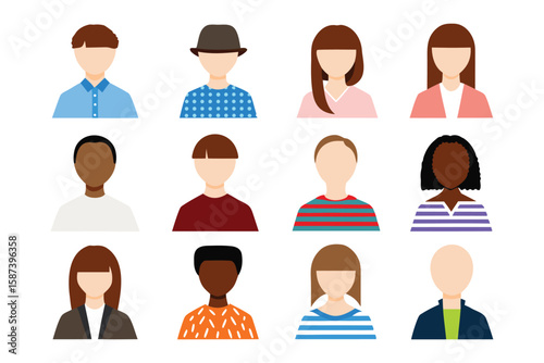 Diverse Group Avatars: A collection of diverse, faceless avatars, each representing a unique individual, showcasing the concept of diversity, inclusion, and universal representation.