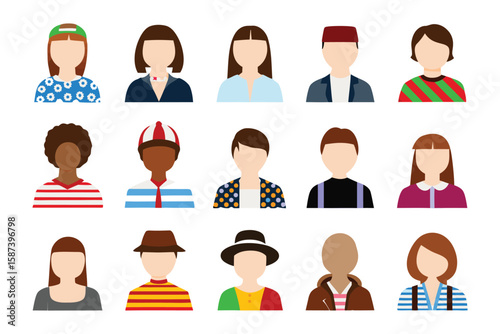 Iconic Portraits: A diverse array of illustrated portraits showcases individuality and representation, perfect for projects that emphasize identity. 