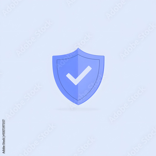 Blue shield providing security and showing verification check mark