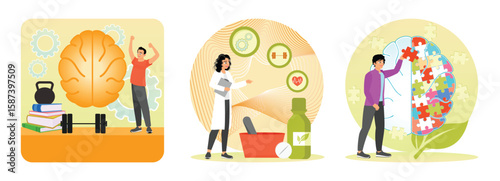 Mind Fitness, Holistic Medicine, Mindfulness. Mental and physical health treatment concept.