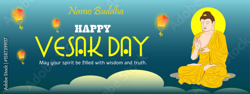 Happy Vesak Day template design element vector illustration. Buddha Jayanti, Buddha Purnima, Buddha Day.