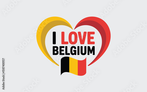Affectionate Belgium flag design incorporating a heart shape showcases national pride and love for this European nation.