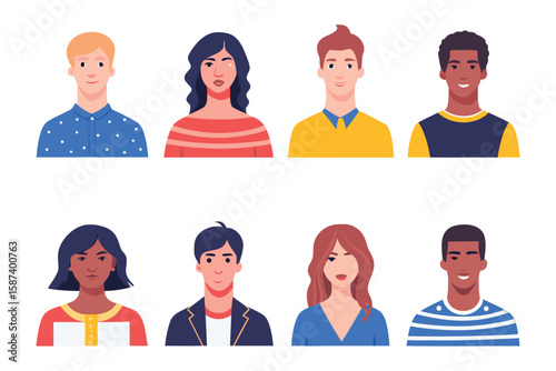 Diverse Portraits: A vibrant collection of diverse portraits, each representing a unique individual, showcasing a spectrum of expressions and styles.