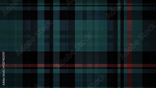 Davidson Clan Tartan with navy and green base, red, black lines, soft gradient fade, moody, atmospheric, subtle, high-resolution, elegant, understated, artistic, textured, stylish, classic, detailed.