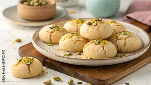 Traditional Nankhatai Biscuits with Cracked Tops – Realistic Indian Shortbread Cookies
