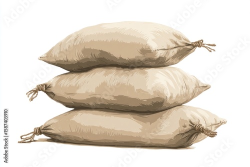 Stack of three beige sacks (1)