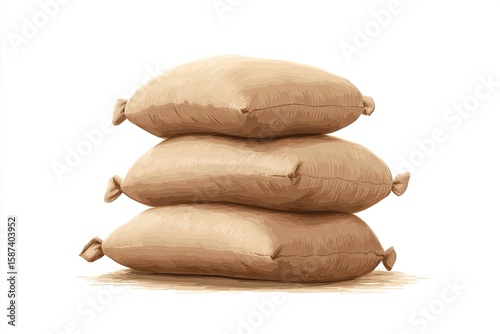 Stack of three beige sacks