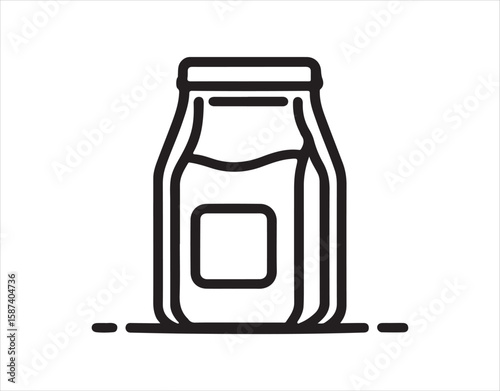 Line art vector icon depicting a milk pocket. Illustration of dairy products.