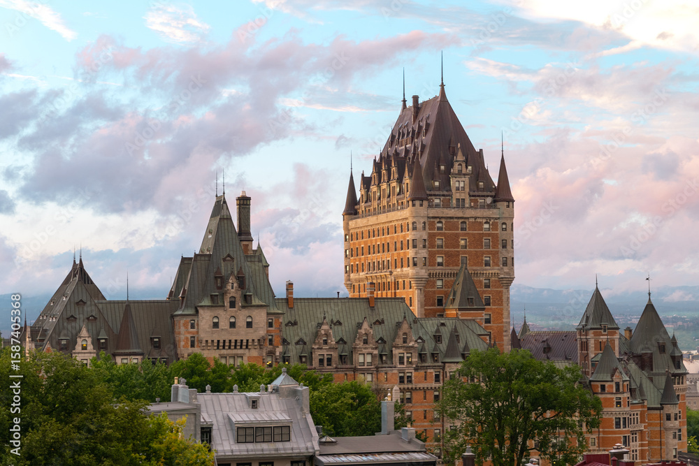 Fototapeta premium Sunset on Quebec City, Quebec, Canada.
