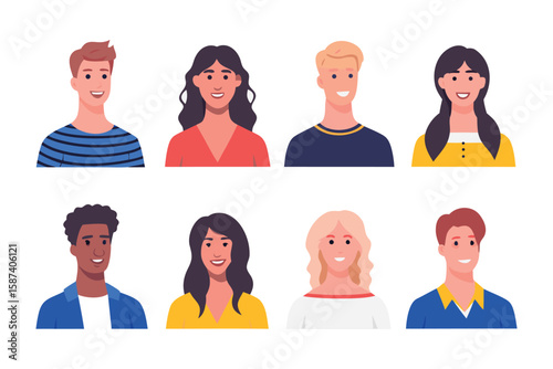 Diverse Portraits: A collection of vibrant, diverse portraits showcasing a range of individuals, each radiating a unique charm and expressive personality. 