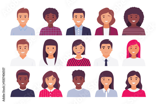 Diverse Community Portrait: A vibrant array of smiling faces representing a community, each portrait exudes individuality and a shared sense of belonging. capturing the spirit of unity